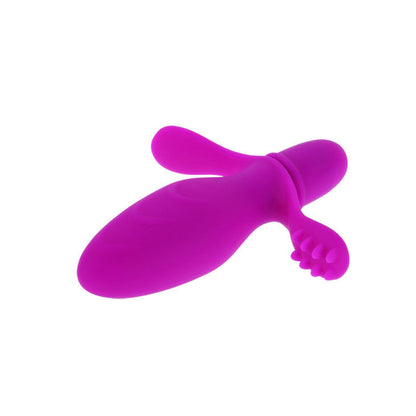 Close-up do Vibrador PRETTY LOVE Fitch, feito de silicone macio, mostrando seu design ergonómico e estimulador clitoriano e perineal.