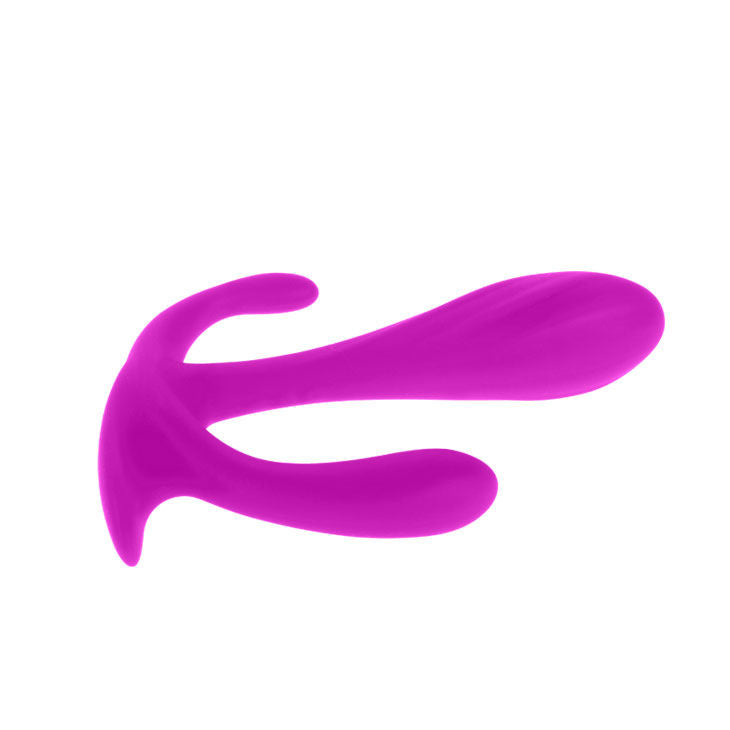 Close-up do Estimulador Duplo Edgar PRETTY LOVE, mostrando seu design ergonómico de silicone para estimulação vaginal e anal.