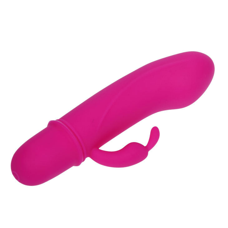 Close-up do vibrador PRETTY LOVE Flirtation Coelho Caesar, em silicone lilás, destacando o estimulador clitoriano e a ponta vibratória.