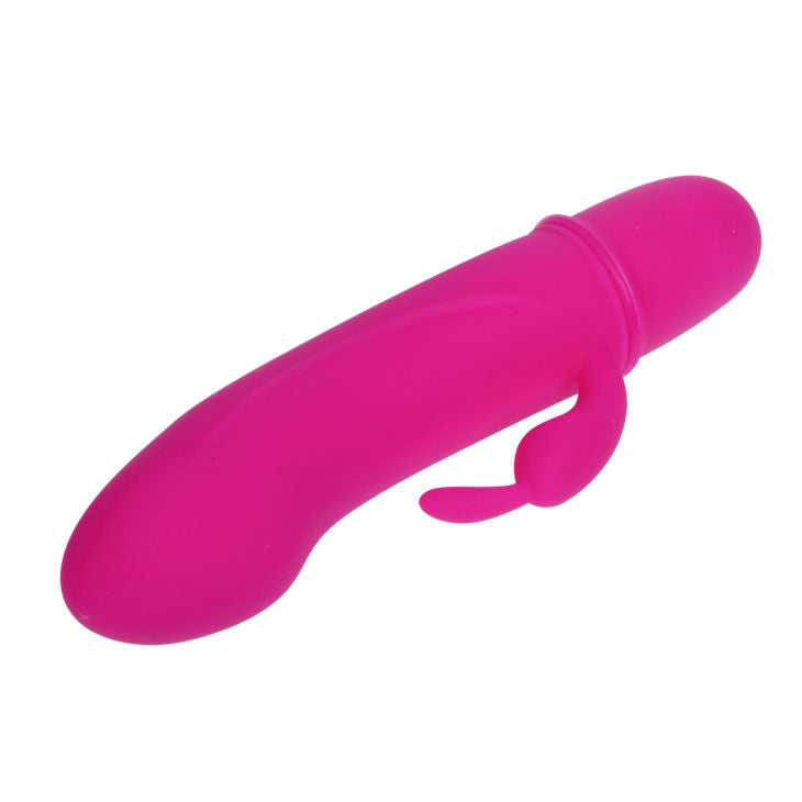 Close-up do vibrador PRETTY LOVE Flirtation Coelho Caesar, em silicone lilás, destacando o estimulador clitoriano e a ponta vibratória.