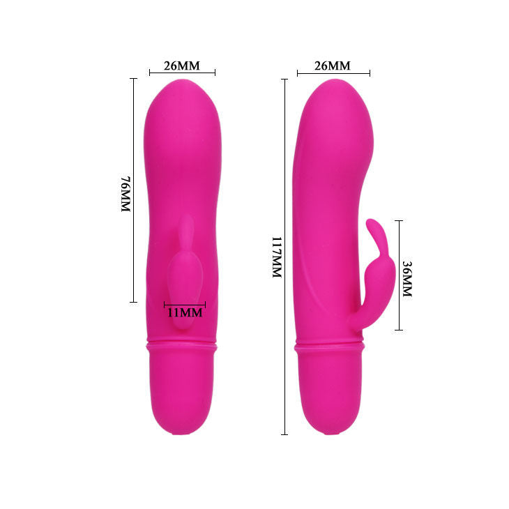 Close-up do vibrador PRETTY LOVE Flirtation Coelho Caesar, em silicone lilás, destacando o estimulador clitoriano e a ponta vibratória.