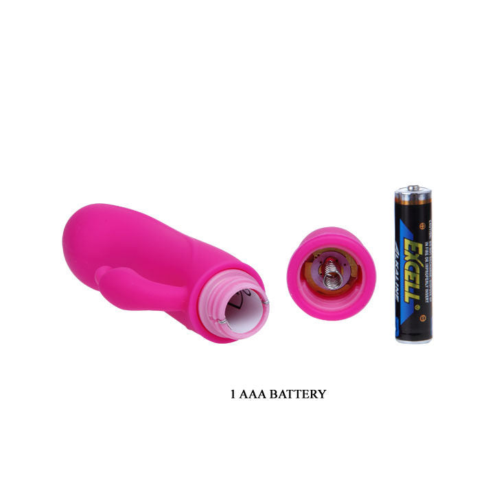 Close-up do vibrador PRETTY LOVE Flirtation Coelho Caesar, em silicone lilás, destacando o estimulador clitoriano e a ponta vibratória.