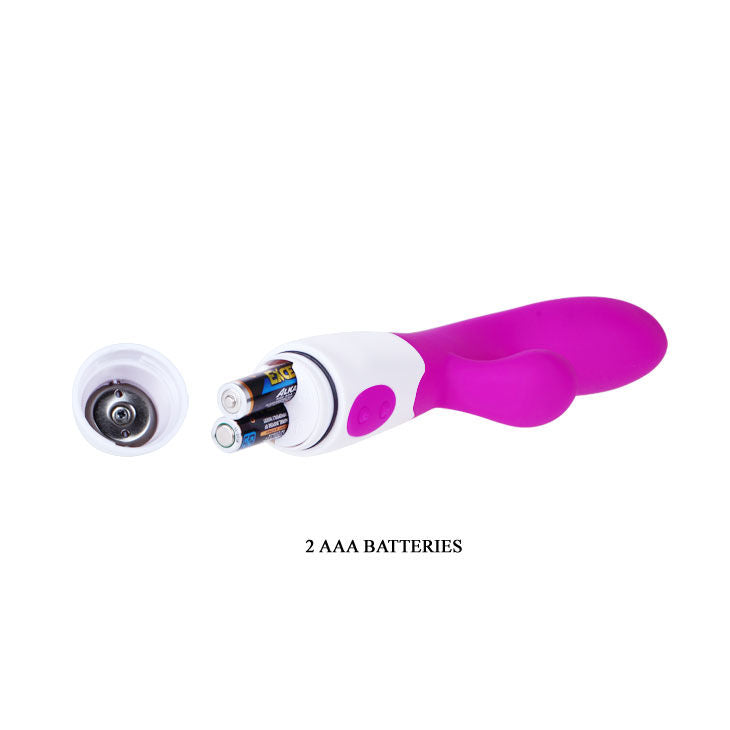 Vibrador Pretty Love Alvis com estimulador de clitóris em lilás e branco