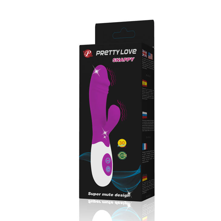 Vista detalhada do Vibrador Pretty Love Snappy Lilás, destacando seu design ergonômico e material suave.