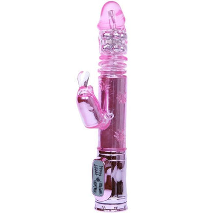 Vibrador BAILE Rotador Bunny Rosa em detalhe, mostrando a ponta rotativa e o estimulador clitoriano.