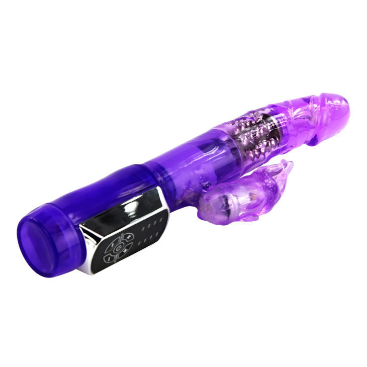 Close-up do Vibrador Rabbit Passion Baron da BAILE, mostrando o design ergonómico, estimulador clitoriano e material suave de silicone.