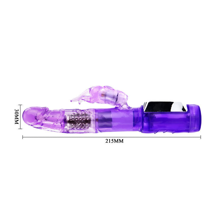 Close-up do Vibrador Rabbit Passion Baron da BAILE, mostrando o design ergonómico, estimulador clitoriano e material suave de silicone.