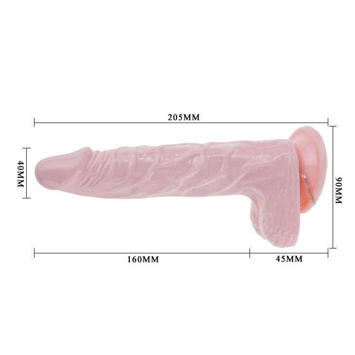 Imagem do BAILE Vibrador Realista Com Ventosa e Controlo Remoto, mostrando o seu design autêntico e a ventosa na base.