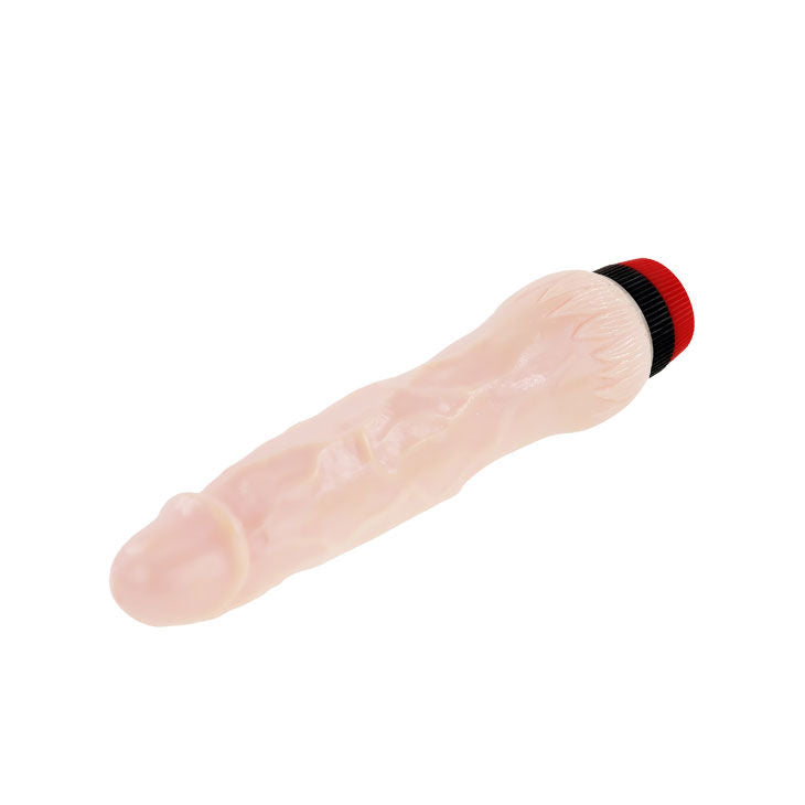 Close-up do vibrador BAILE Rockin Dong Cyber Skin II, mostrando sua textura realista e detalhes.