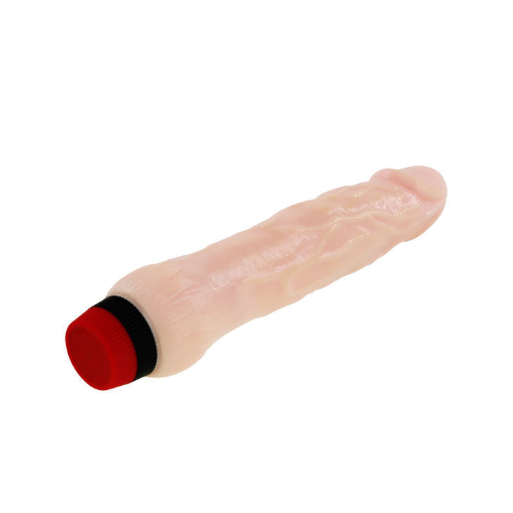 Close-up do vibrador BAILE Rockin Dong Cyber Skin II, mostrando sua textura realista e detalhes.