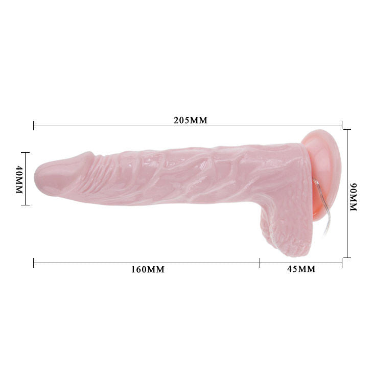 Dildo realista BAILE Super Rota Dong com função rotativa, ventosa e controlo remoto