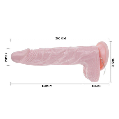 Dildo realista BAILE Super Rota Dong com função rotativa, ventosa e controlo remoto
