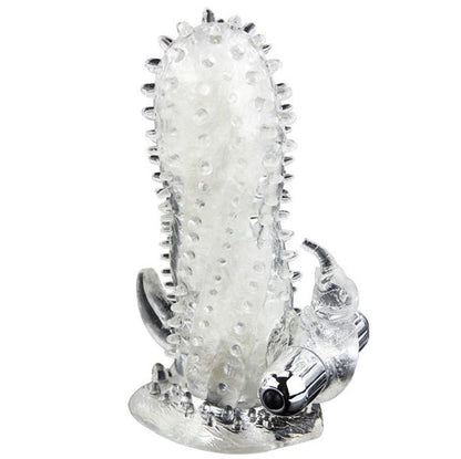 Capa vibratória para pénis BAILE Brave Man Coelho Extenso, mostrando as saliências e o estimulador.