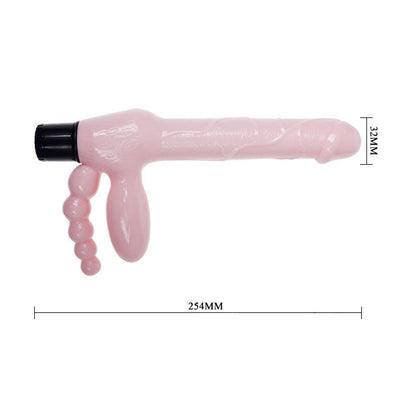 Close-up do Arnês Strap-On Sem Alças BAILE com Vibração e Estímulo Anal, mostrando seu design ergonómico e textura.