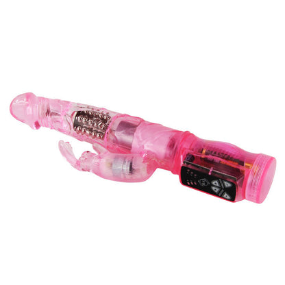 Close-up do BAILE Mini Vibrador Coelho Rotador Dupla Estimulação Rosa, mostrando detalhes e textura.