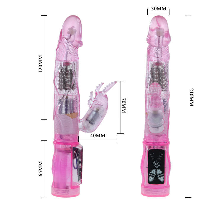 Close-up of the BAILE Mini Vibrador Coelhinho Dupla Estimulação Lilac, showing its soft gel texture and dual stimulation design.