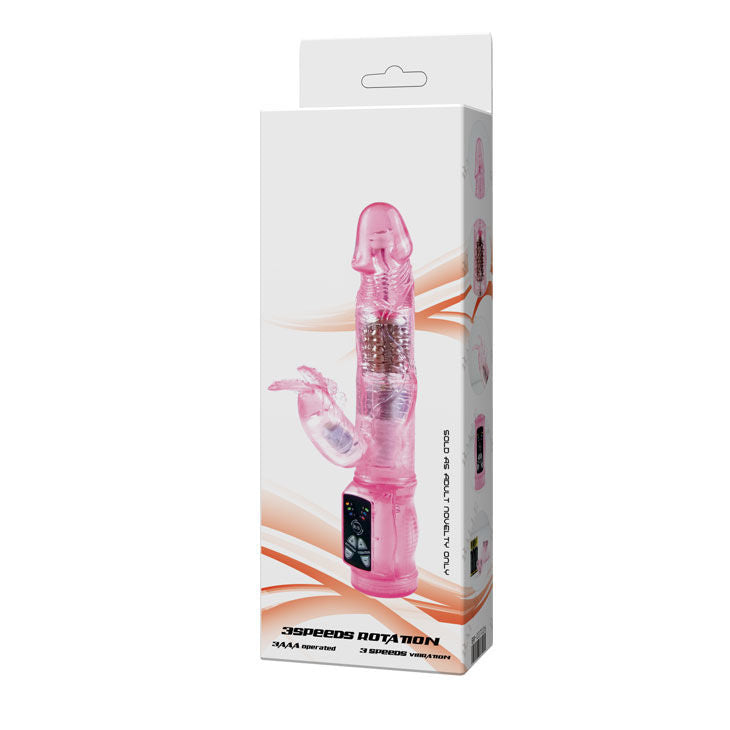 Close-up of the BAILE Mini Vibrador Coelhinho Dupla Estimulação Lilac, showing its soft gel texture and dual stimulation design.