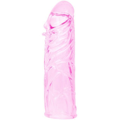 Capa para Pénis BAILE em Silicone Estimulante Rosa 13cm, mostrando textura e flexibilidade