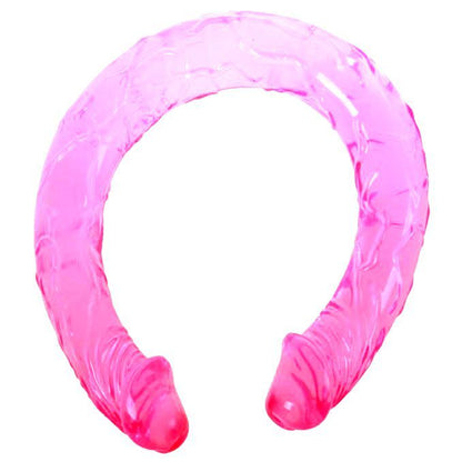 Close-up do Dildo Duplo BAILE Rosa 44.5cm, mostrando sua flexibilidade e design de duas pontas.