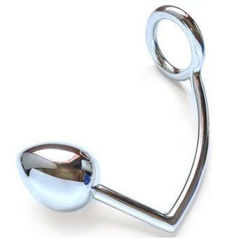 METAL HARD Anel Peniano com Gancho Anal de Aço Cirúrgico 45mm para prazer duplo.