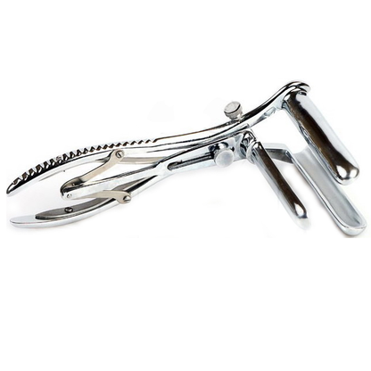 Espéculo anal triplo METAL HARD de aço cirúrgico com abertura ajustável