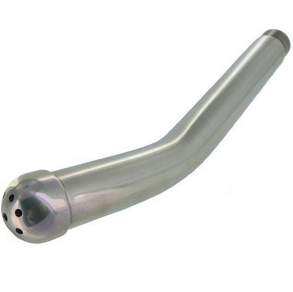 Detalhe do Douche Íntimo METAL HARD G-SPOT 20,10cm em aço inoxidável, destacando o design ergonómico para higiene e estimulação.