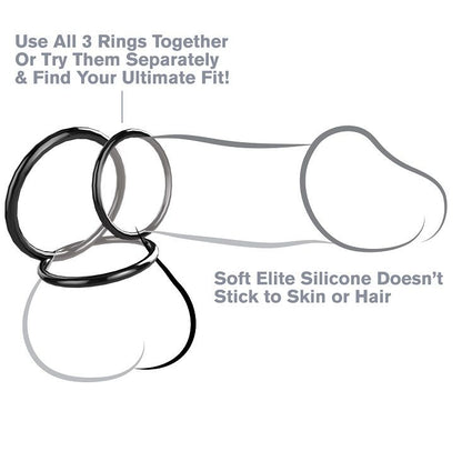 Anel Peniano Conjunto de Estamina de 3 Anéis de Silicone