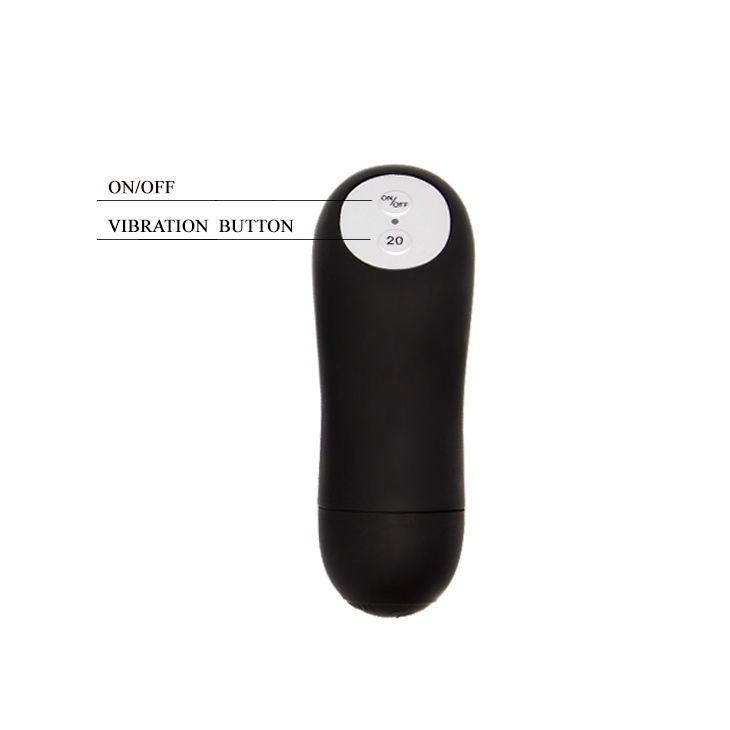 Anel peniano vibratório BAILE com controle remoto, design preto e 20 funções para prazer compartilhado.