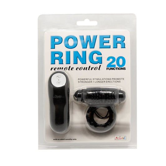 Anel peniano vibratório BAILE com controle remoto, design preto e 20 funções para prazer compartilhado.