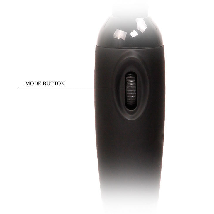 Close-up do BAILE Vibrador Power Wand Compacto Preto Potente, mostrando a sua cabeça flexível e design ergonómico em silicone.