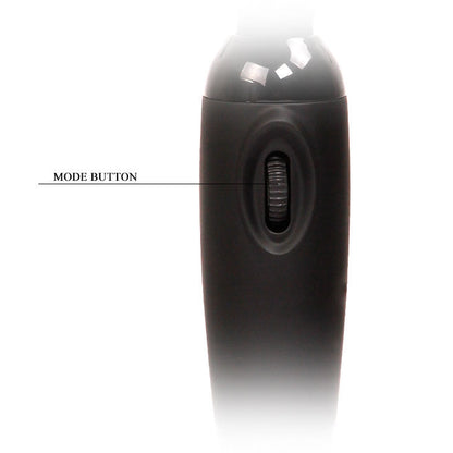 Close-up do BAILE Vibrador Power Wand Compacto Preto Potente, mostrando a sua cabeça flexível e design ergonómico em silicone.