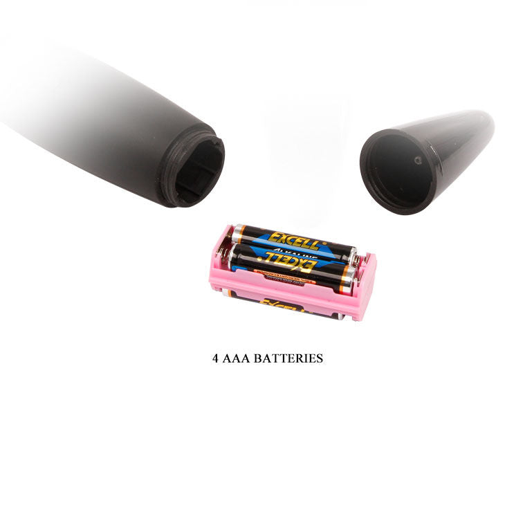 Close-up do BAILE Vibrador Power Wand Compacto Preto Potente, mostrando a sua cabeça flexível e design ergonómico em silicone.