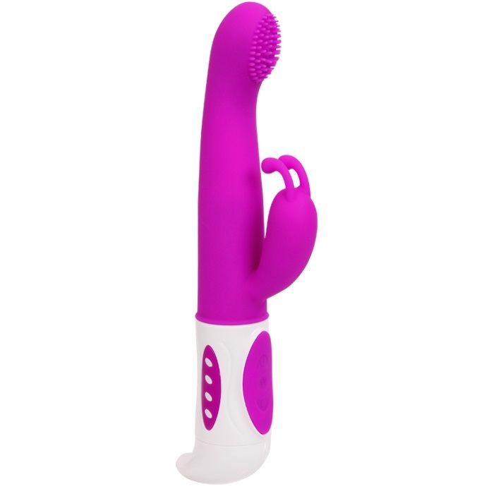Close-up of the PRETTY LOVE Vibrador Rabbit SMART HUGH Lilás showing its ergonomic design and dual stimulators.