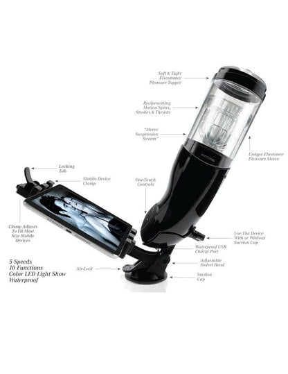 Masturbador Masculino PDX Mega Bator USB Vibratório Rotação Cor Preto
