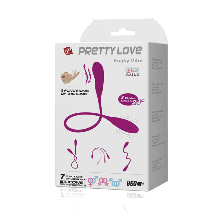Vibrador flexível PRETTY LOVE Snaky Vibe de silicone com 7 vibrações e 3 funções de cócegas para estimulação dupla.