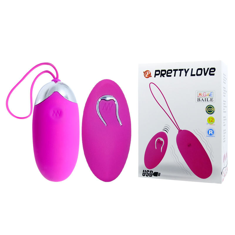 PRETTY LOVE Vibrador Egg Berger com Controle Remoto e 12 Funções, feito em silicone de alta qualidade.