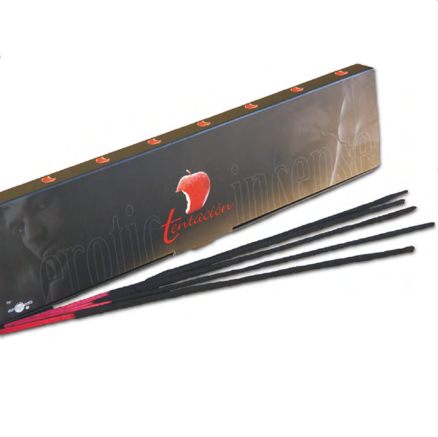 Incenso erótico TENTACION com feromonas de doce caramelo, ideal para criar uma atmosfera sensual.