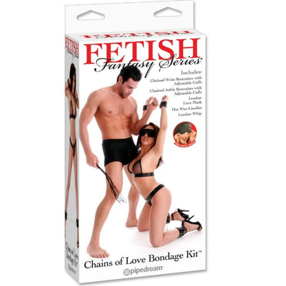 Kit de Bondage Chains of Love FETISH FANTASY SERIES com algemas, chicote e máscara
