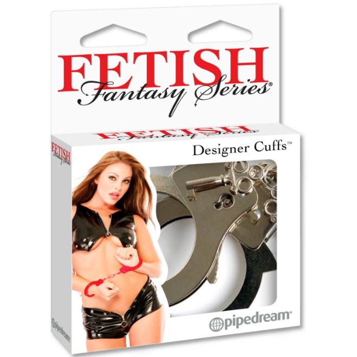 Close-up of the FETISH FANTASY SERIES Algemas de Metal Pesadas, showing their robust design and shiny finish.