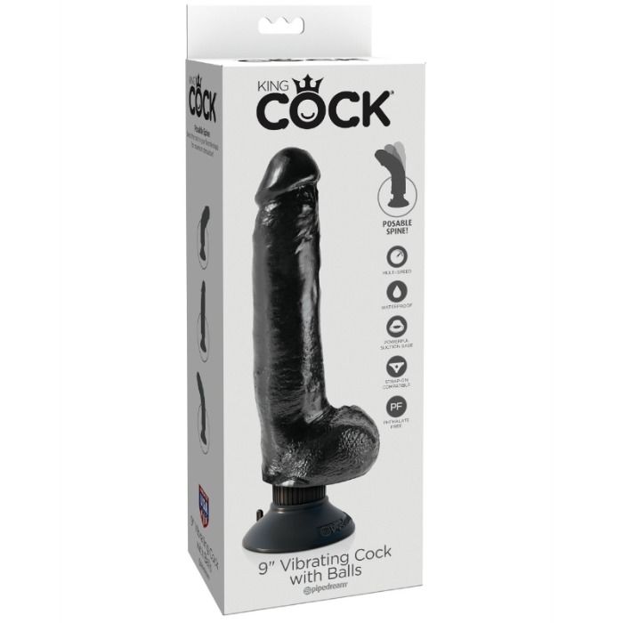 Dildo Vibrante com Testículos 23 cm Preto