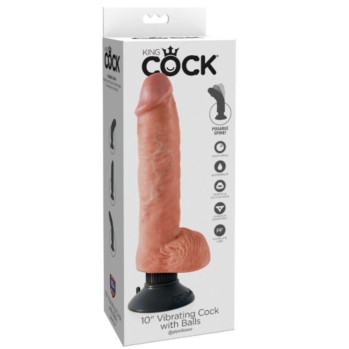 Dildo Vibrante com Testículos 25.5 cm Cor Natural