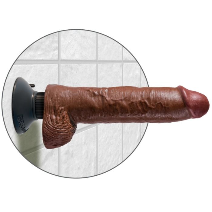 Dildo Vibrador com Testículos 25.5 cm Cor Marrom