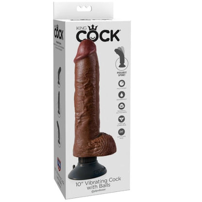 Dildo Vibrador com Testículos 25.5 cm Cor Marrom