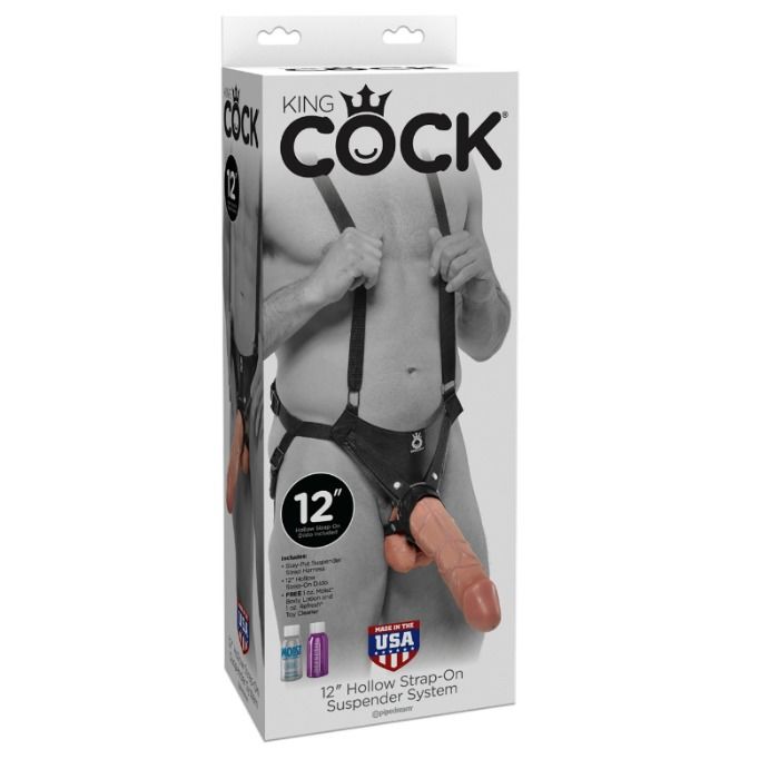 Dildo Strap-on - Sistema de Suspensão 30,5 cm Hollow Strap-on - Carne