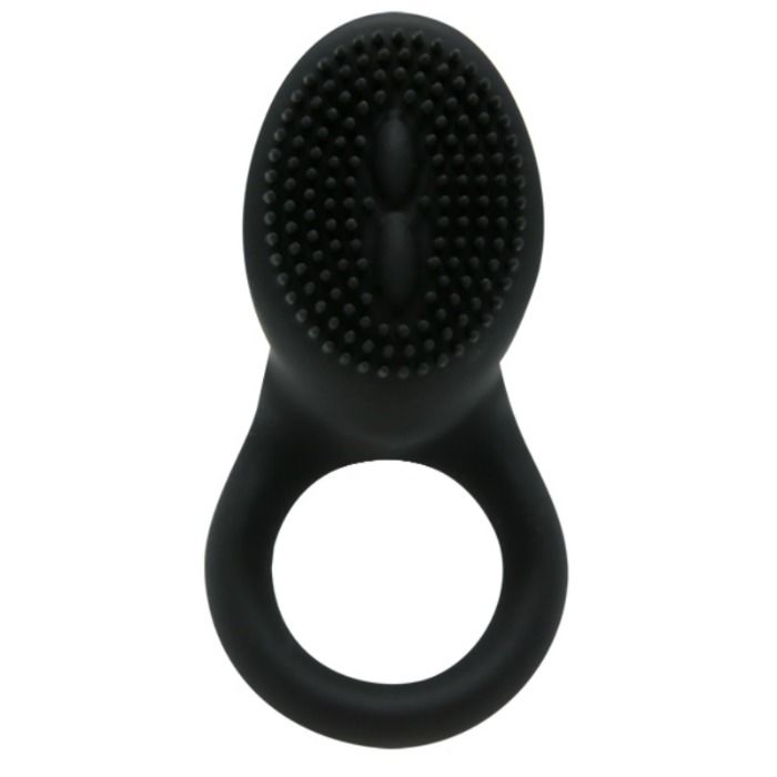 Anel Vibrador PRETTY LOVE Cobra Preto, detalhe da textura em silicone e formato ergonómico.