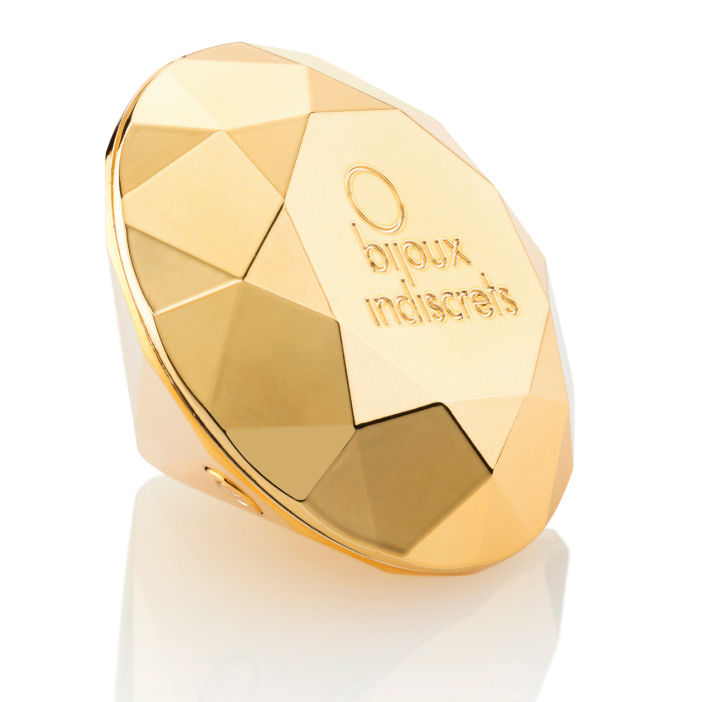 Vibrador clitoriano BIJOUX - INDISCRETS Twenty One Diamante, design ergonómico e cor dourada.