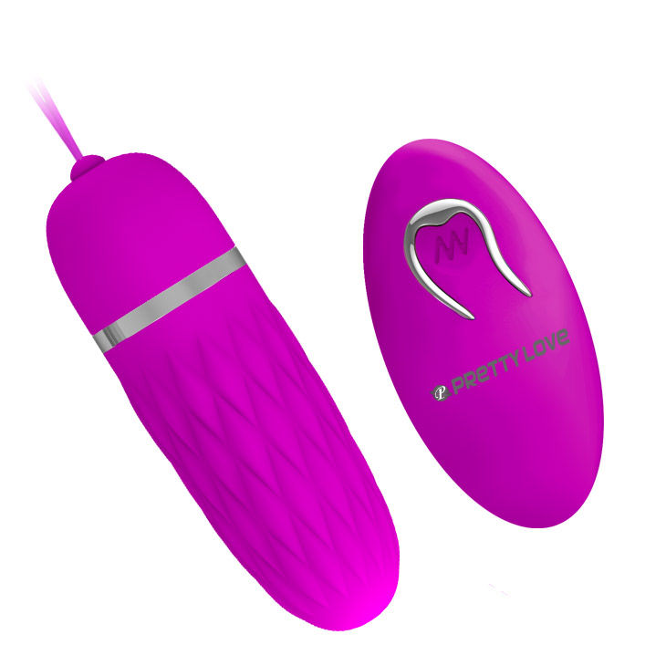 Close-up do Ovo Vibrante Pretty Love Flirtation Dawn com controlo remoto e design em silicone lilás.