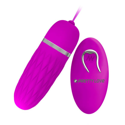Close-up do Ovo Vibrante Pretty Love Flirtation Dawn com controlo remoto e design em silicone lilás.