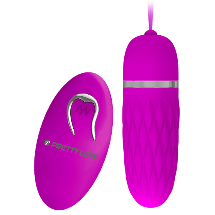 Close-up do Ovo Vibrante Pretty Love Flirtation Dawn com controlo remoto e design em silicone lilás.