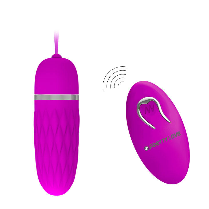 Close-up do Ovo Vibrante Pretty Love Flirtation Dawn com controlo remoto e design em silicone lilás.